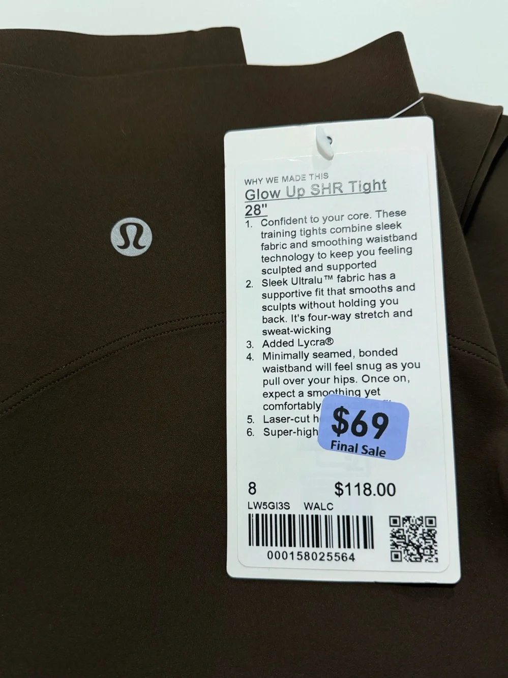 Lululemon - Glow Up Super High Rise Tight 28” - Size 8 - NWT